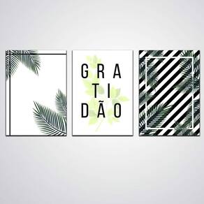 Quadro Gratidão Verde Tamanho 30X20Cm Em Madeira