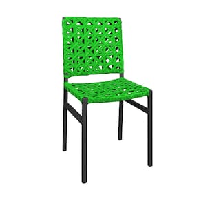 Cadeira Deck Alumínio Junco Trançado Teia Verde Unicolor