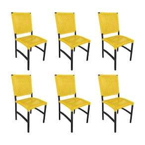 Kit 6 Cadeiras Deck Alumínio Junco Sintético Amarelo Unicolor