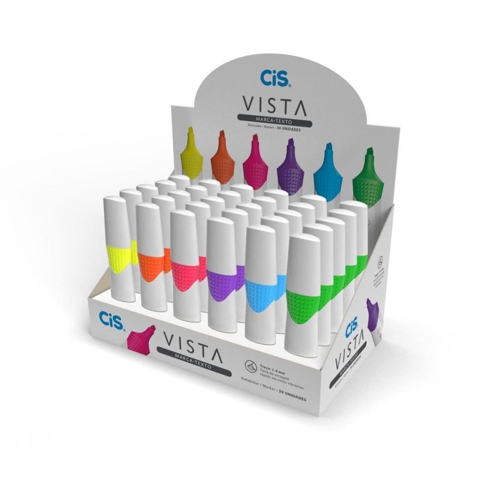 Caneta Marca Texto Cis Vista Cores Display Com 30
