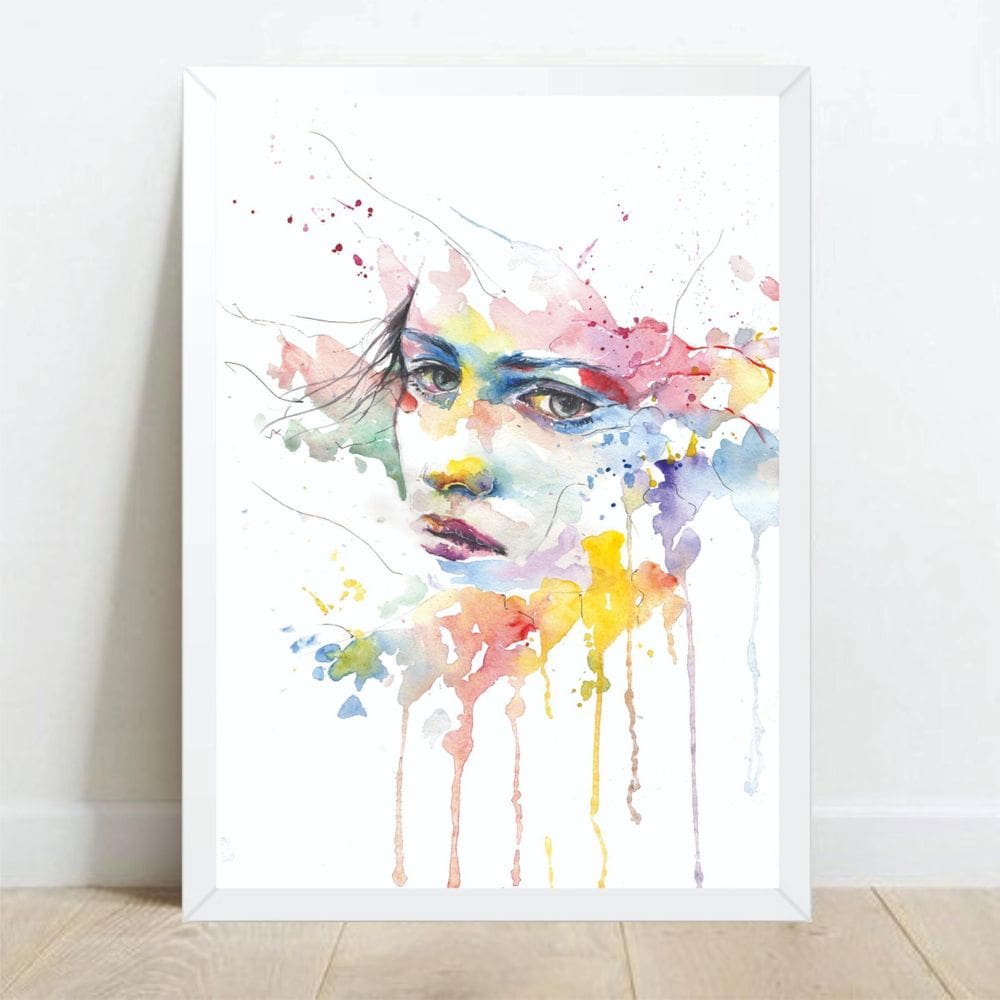 Quadro Decorativo Mulher - Moldura Branca E Vidro  A4
