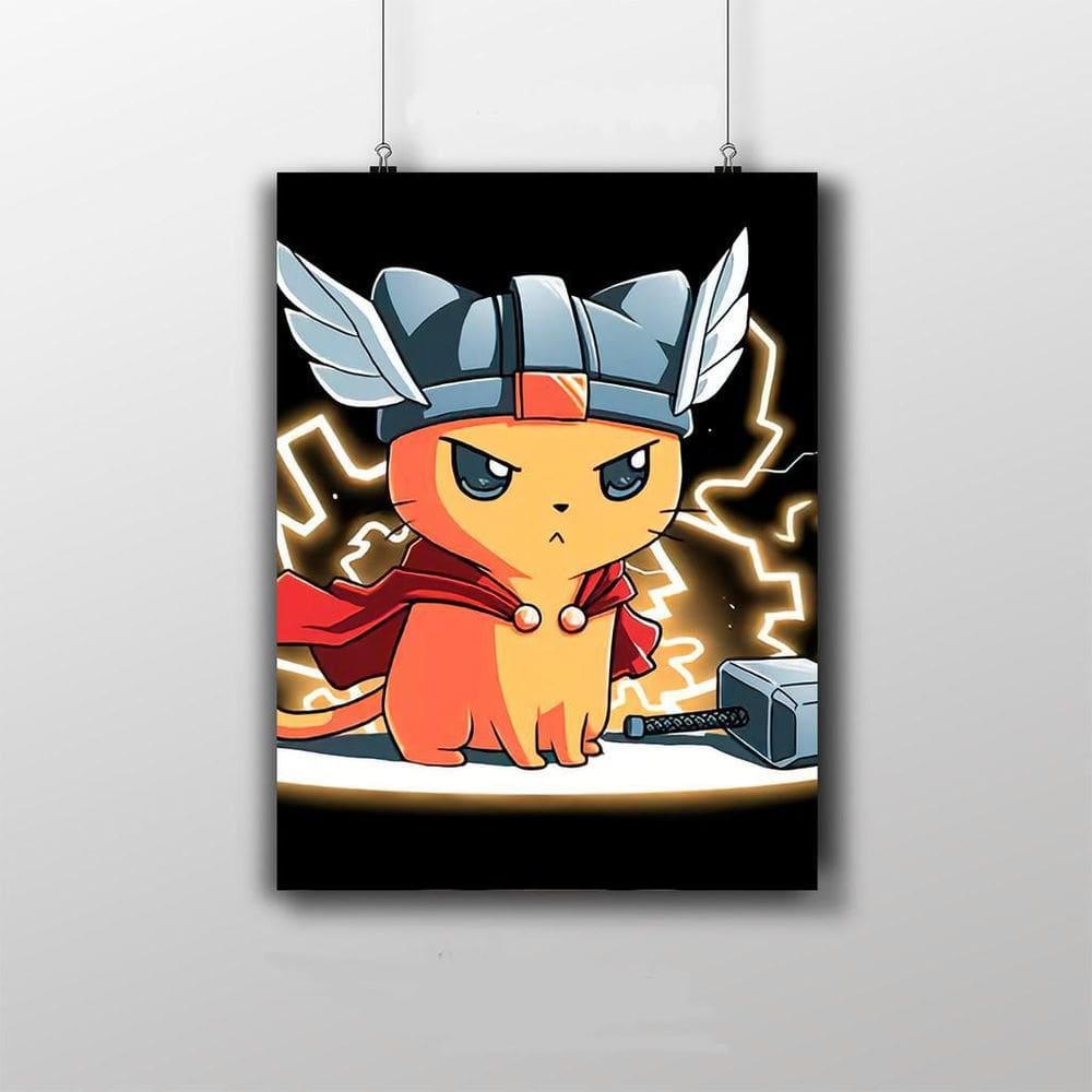 Placa Decorativa Gato Cartoon Thor - Desenho