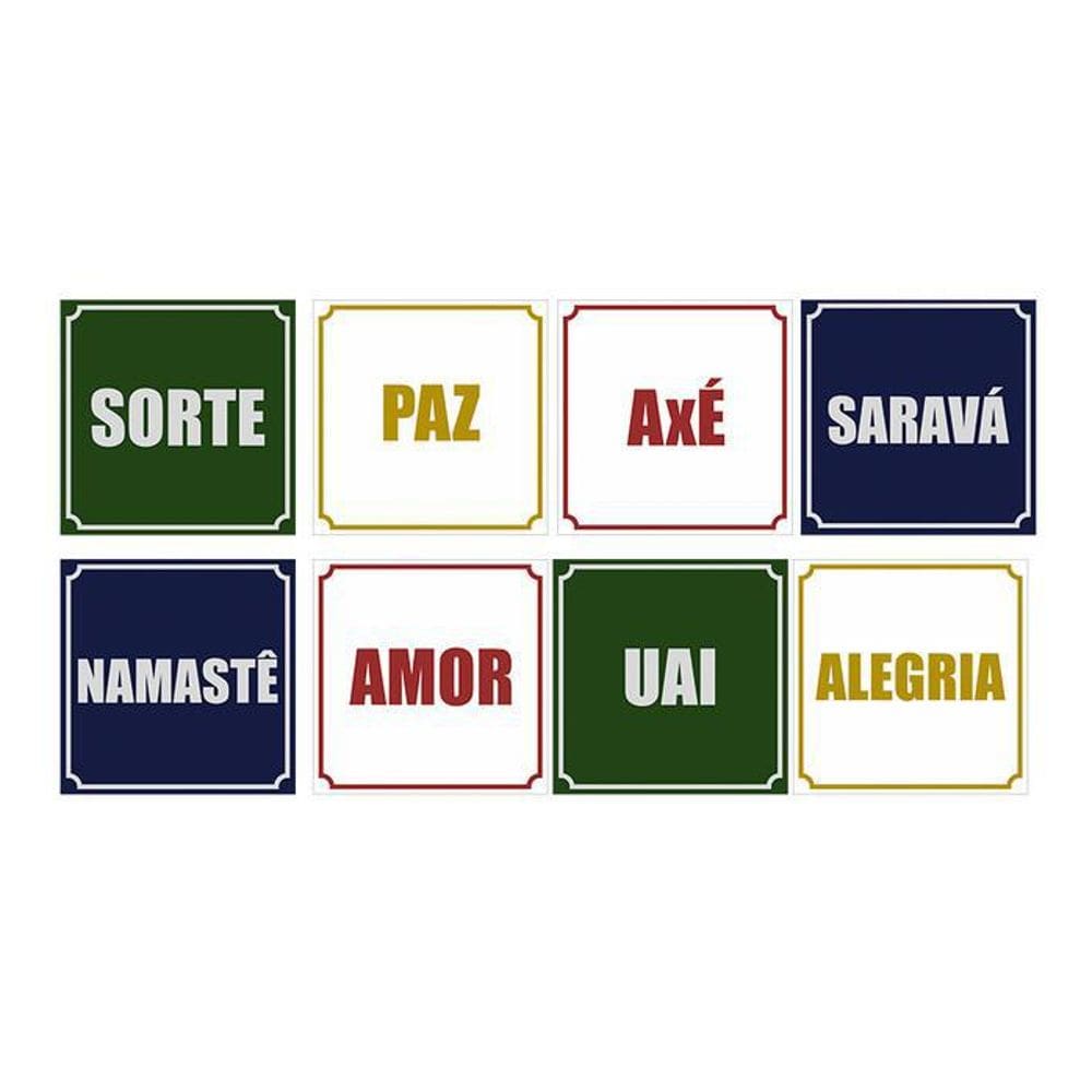 Kit 8 Quadros Decorativos Mdf Estilo Vintage Palavras 30X20