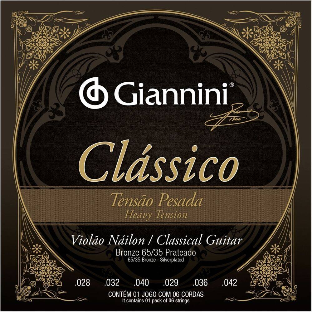 Encordoamento Violão Giannini Clássico Nylon Pesada Genwpa