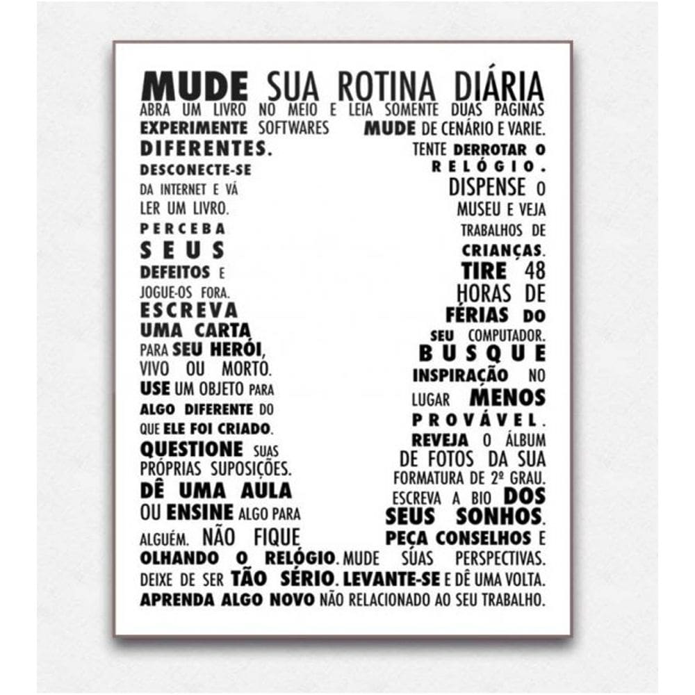 Quadro placa decorativa mdf frases Mude