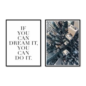 Kit 2 Quadros Decorativos Frase Motivacional E Cidade