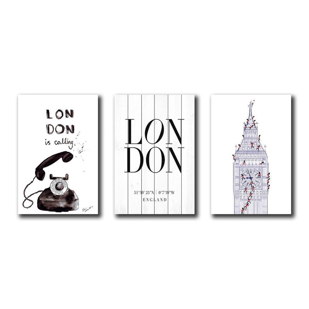 Kit 3 Placas Decorativas Londres Inglaterra Mdf