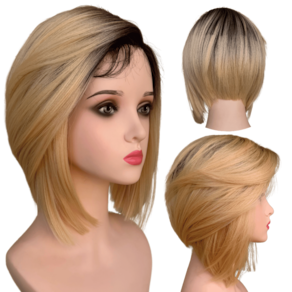 Peruca Front Lace Wig Long Bob Loiro Claro Orgânica Curta