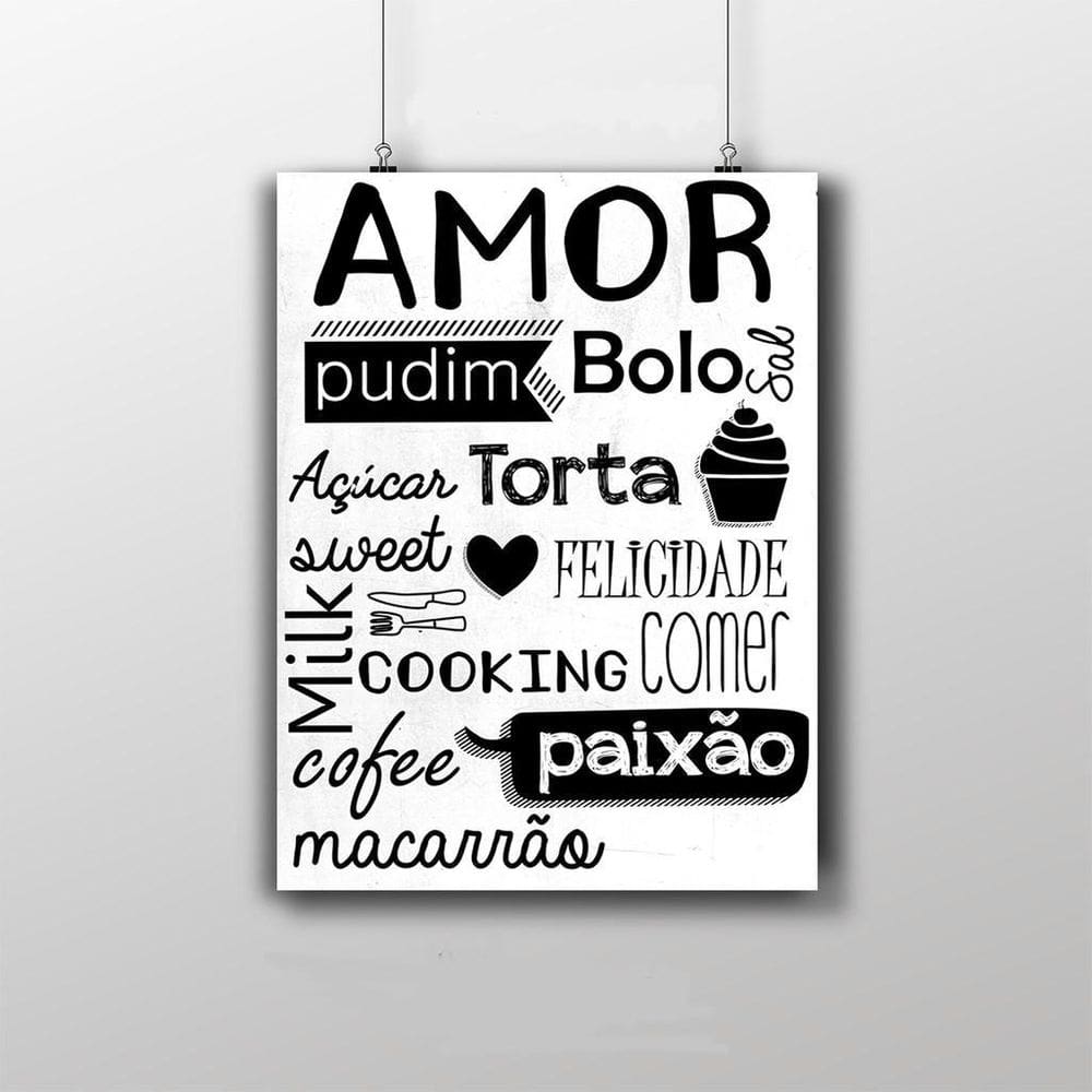 Placa Decorativa Amor Na Cozinha - Palavras
