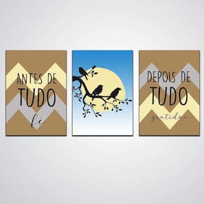 Kit Quadros Antes De Tudo Fé, Depois De Tudo Gratidão