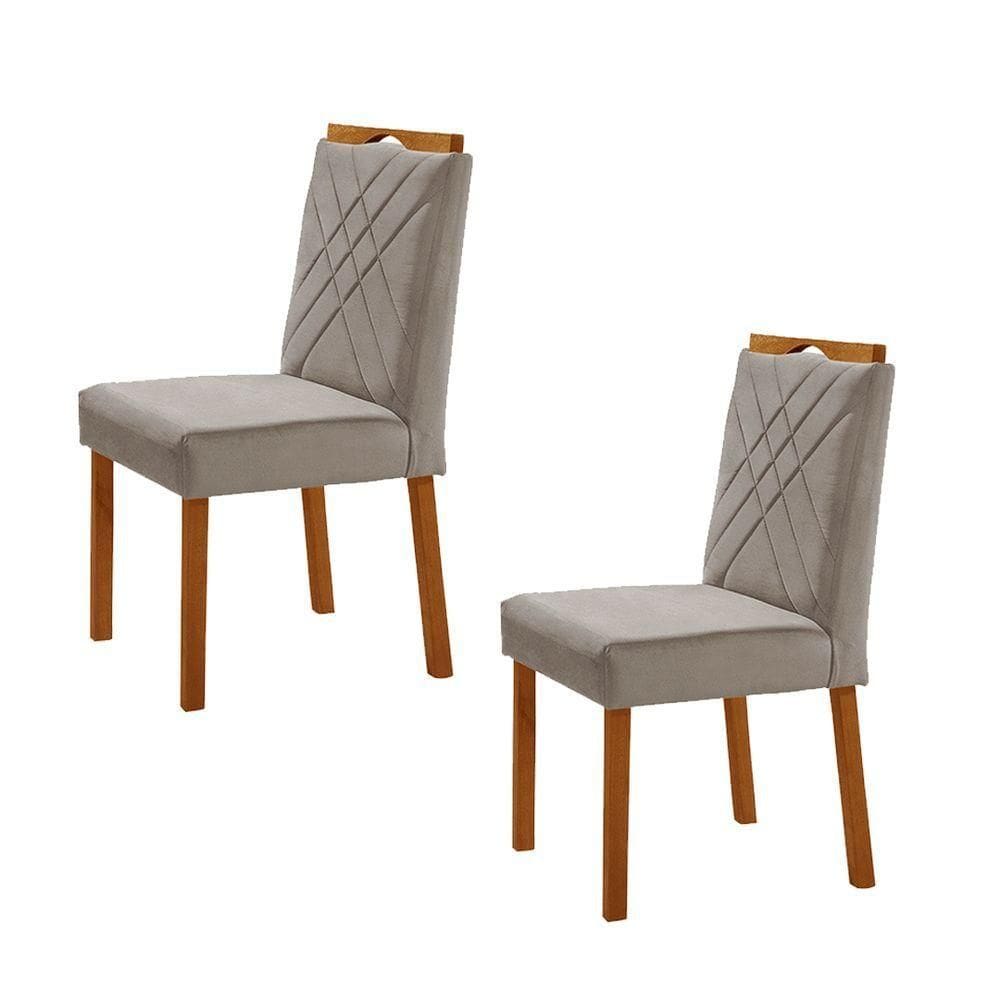 Kit 2 Cadeiras Dallas Com Puxador Móveis Minas Cor Veludo Cinza