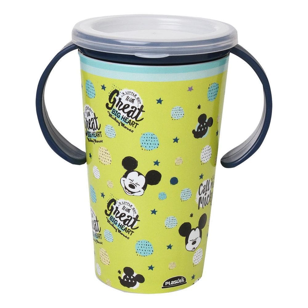 Copo De Treinamento Mickey Não Derrama Com Alça 360º 280Ml