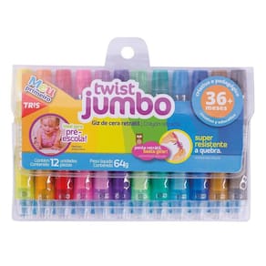 Giz De Cera Retratil Twist Jumbo 12 Cores 659343 Summit