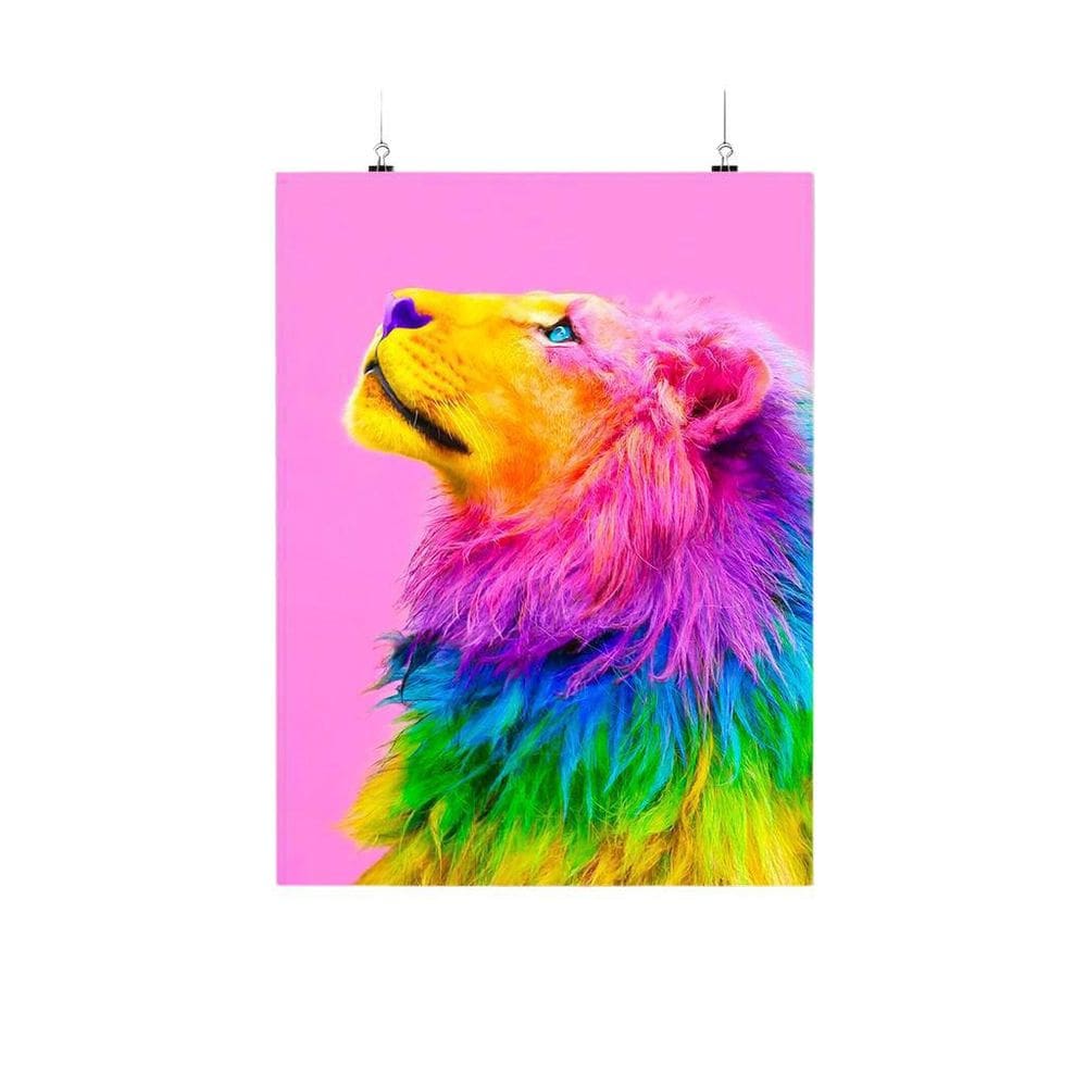 Placa Decorativa Leão Colorido - Arco-Íris