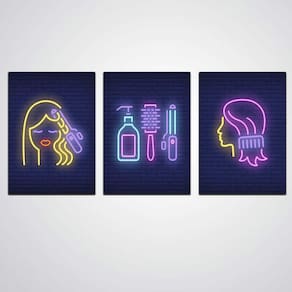 Kit 3 Quadros Decorativo Salão Cabeleleira Cabelo Unha