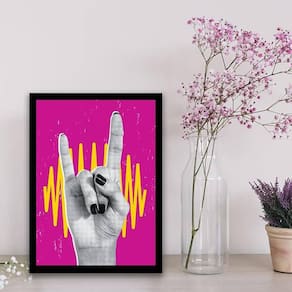 Quadro Decorativo Mão Rock 34x23cm