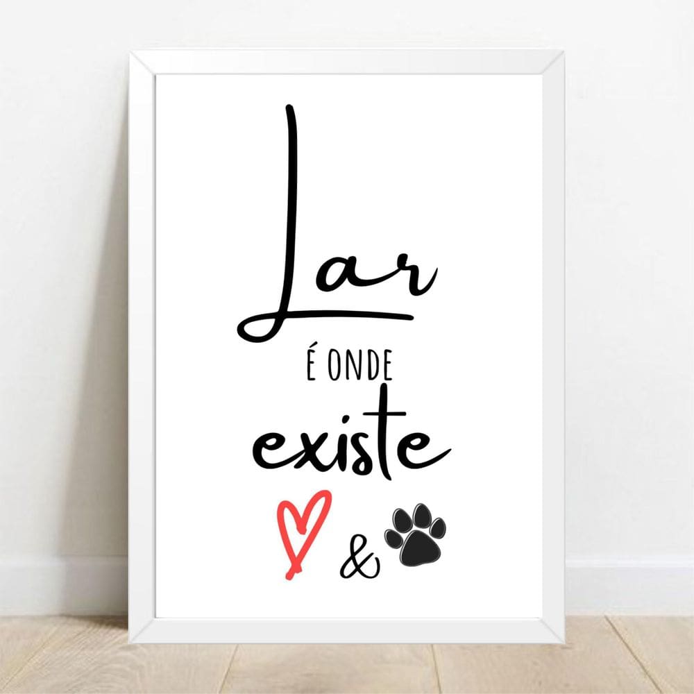 Quadro Decorativo Dog - Moldura Branca E Vidro  A4