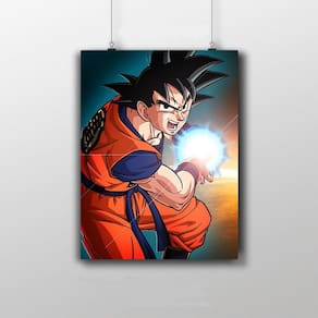 Placa Decorativa Goku Kamehameha Wallpaper - Dragon Anime