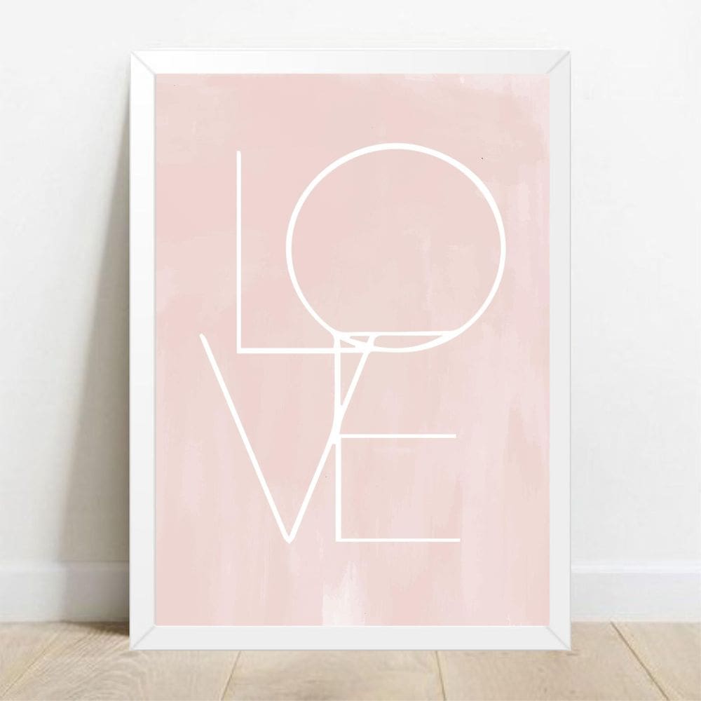 Quadro Decorativo Love - Moldura Branca E Vidro  A4