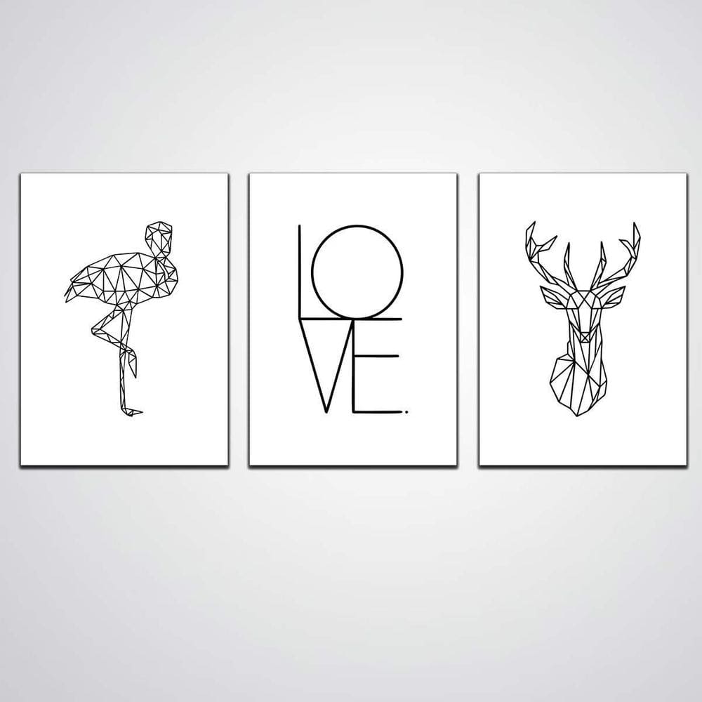 Quadros Decorativos Flamingo Love E Veado