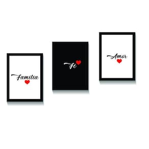 Kit 3 Quadros Decorativos Familia Fe Amor A4