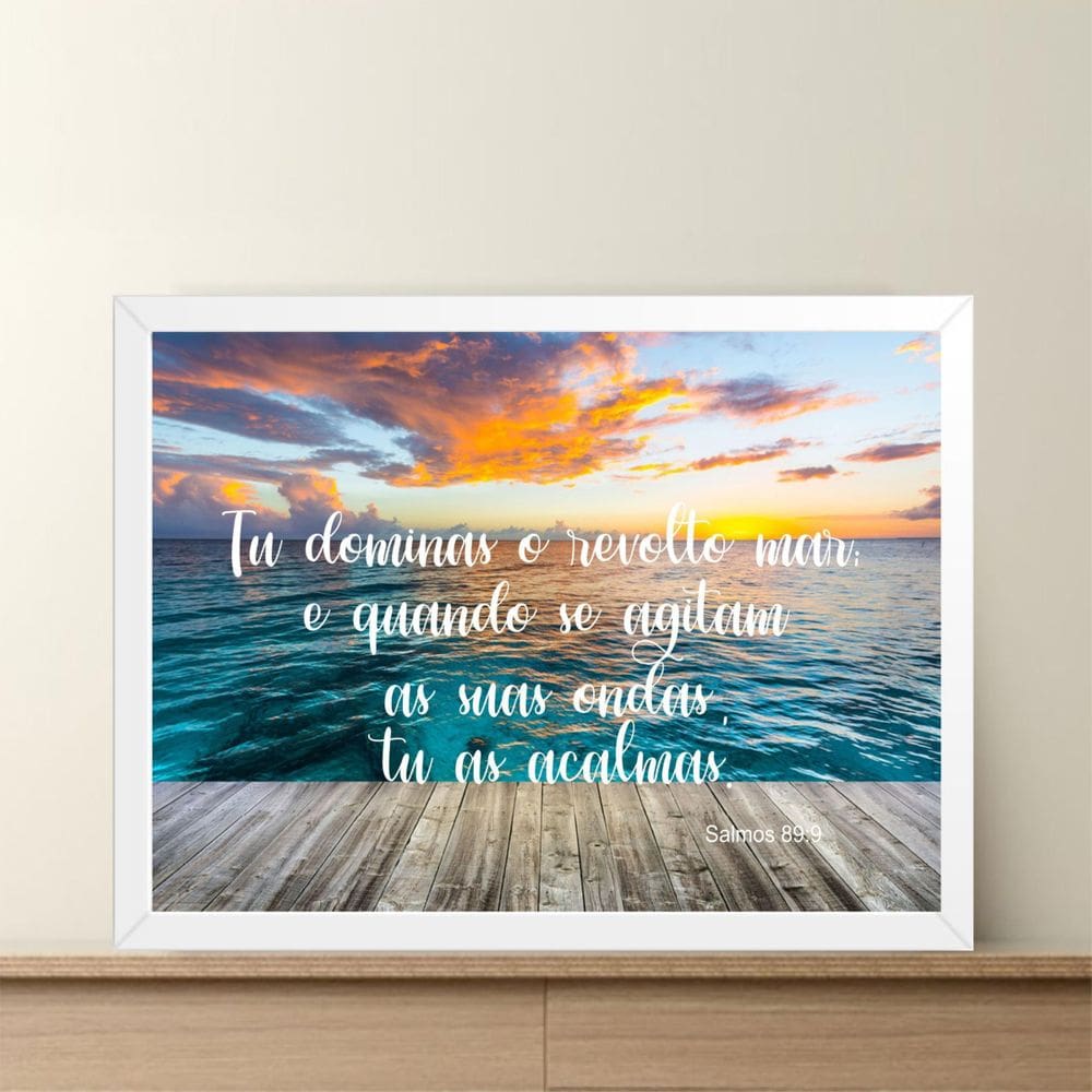 Quadro Decorativo Mar - Moldura Branca E Vidro  A4