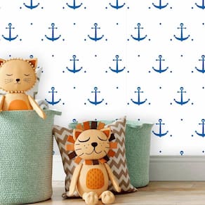 Papel De Parede Infantil Baby Adesivo Ancora Azul 3M