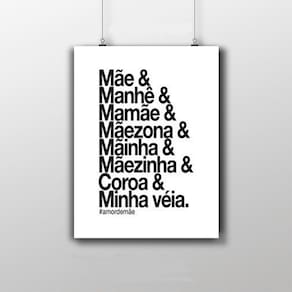 Placa Decorativa Mãe & - Presente Para Mãe Quadro 20X30Cm