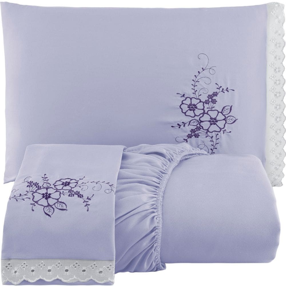 Jogo de Lençol Cama Queen 3 Peças com Elástico Bordado