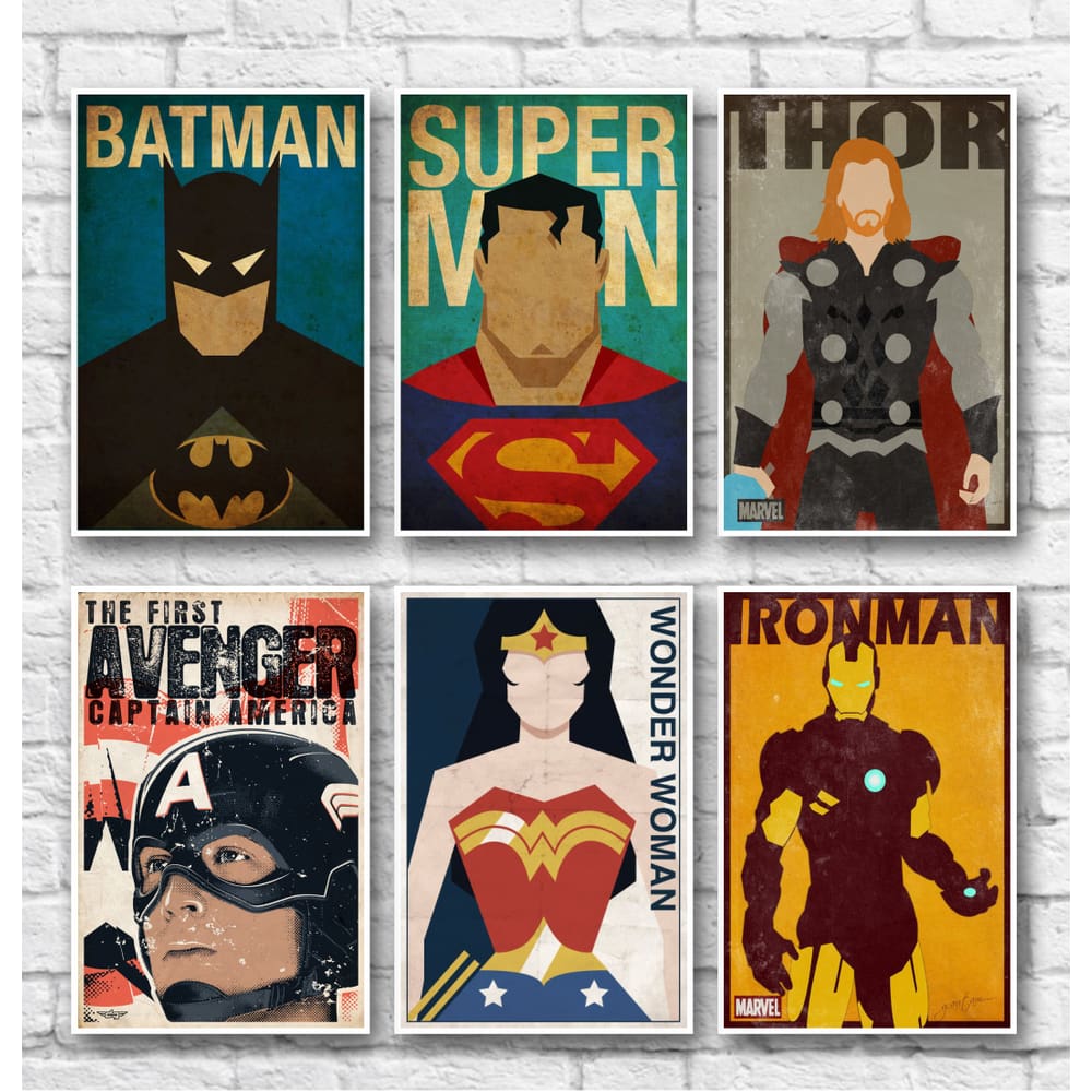 Kit Placas decorativas de Heróis - 06 Placas