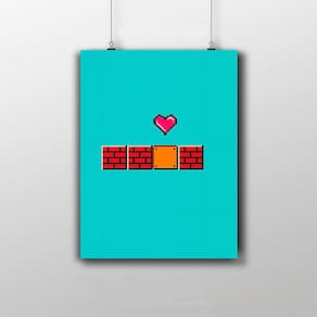 Placa Decorativa Blocos Do Super Mario Game Poster
