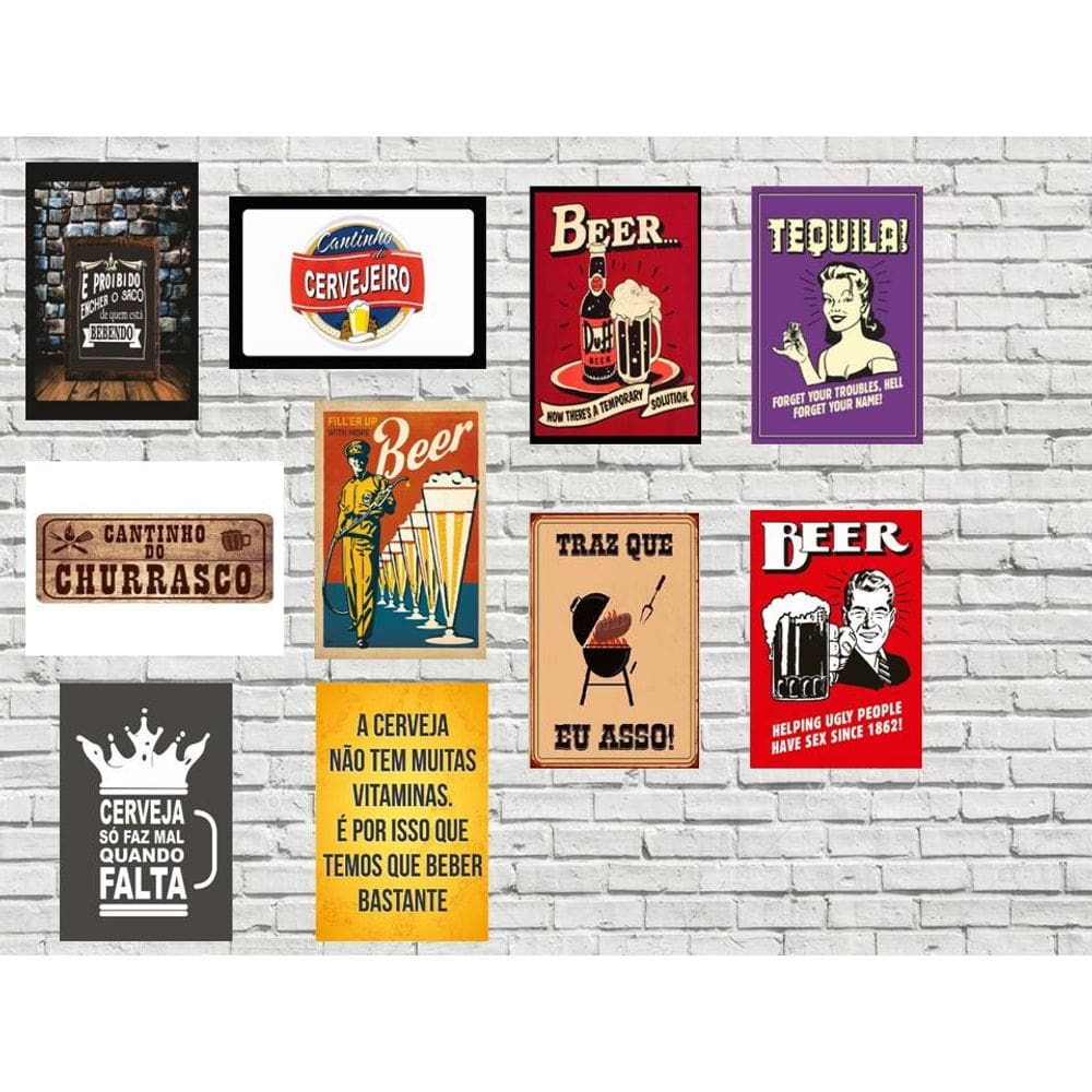 10 placas Decor Vintagê Retrô Churrasco