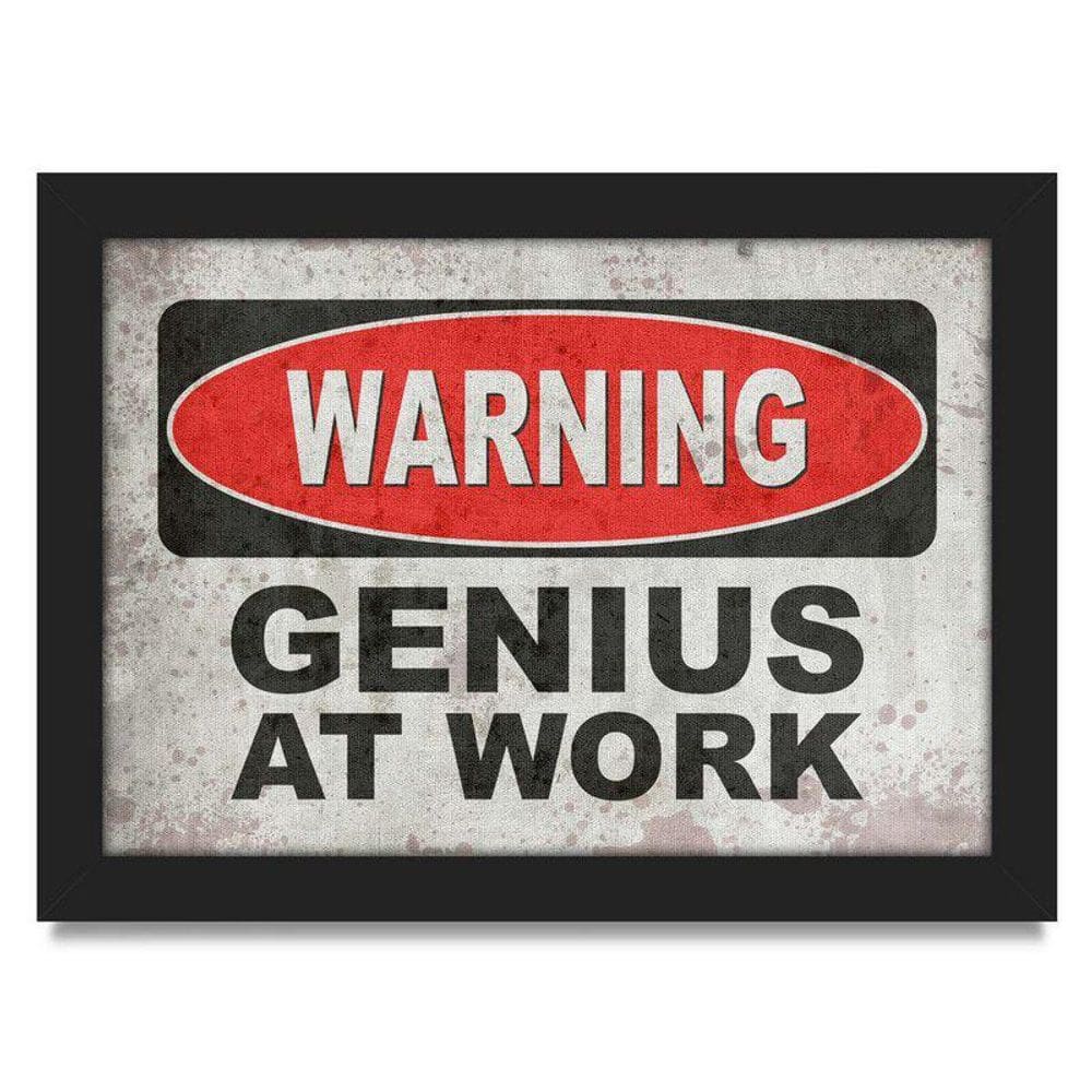 Quadro A4 Warning Genius At Work