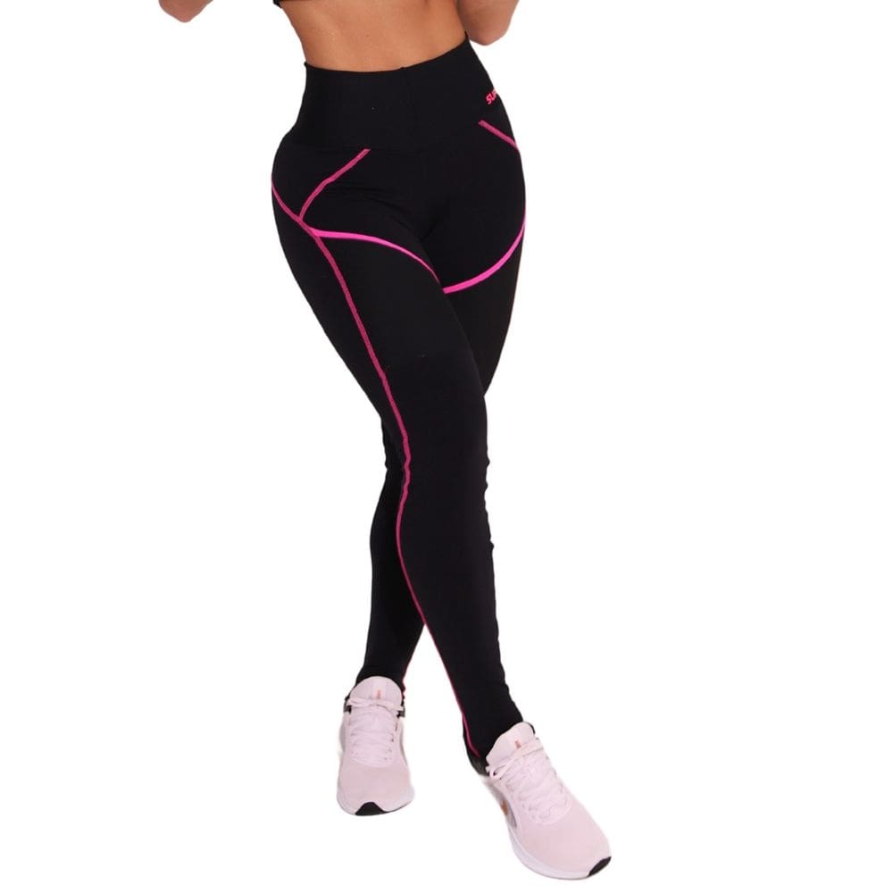 Calça Fitness Preta Poliamida Feminina - CAL5432