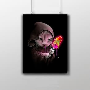 Placa Decorativa Gato Sorvete 20X30Cm