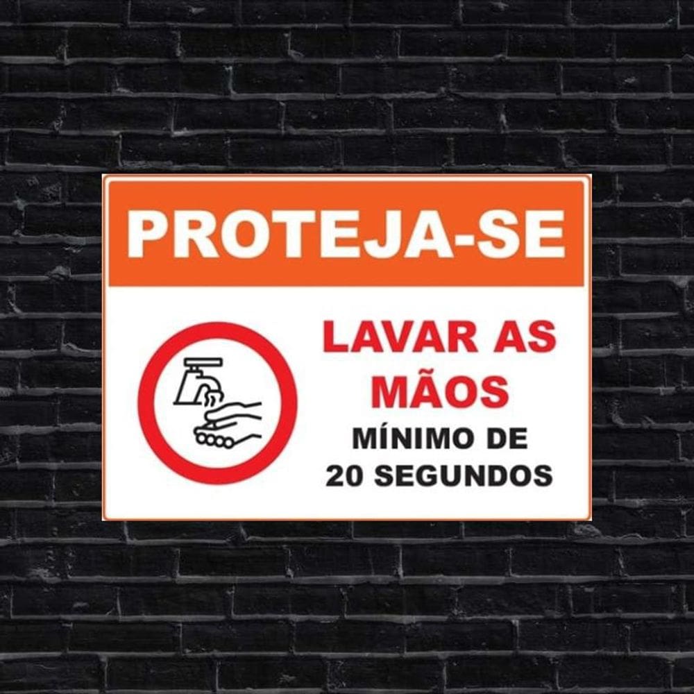 Placa Decorativa De Sinalização - Lavar As Mãos 20X30Cm