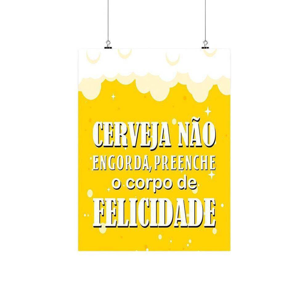 Placa Decorativa Frase - Cerveja Não Engorda 20X30Cm