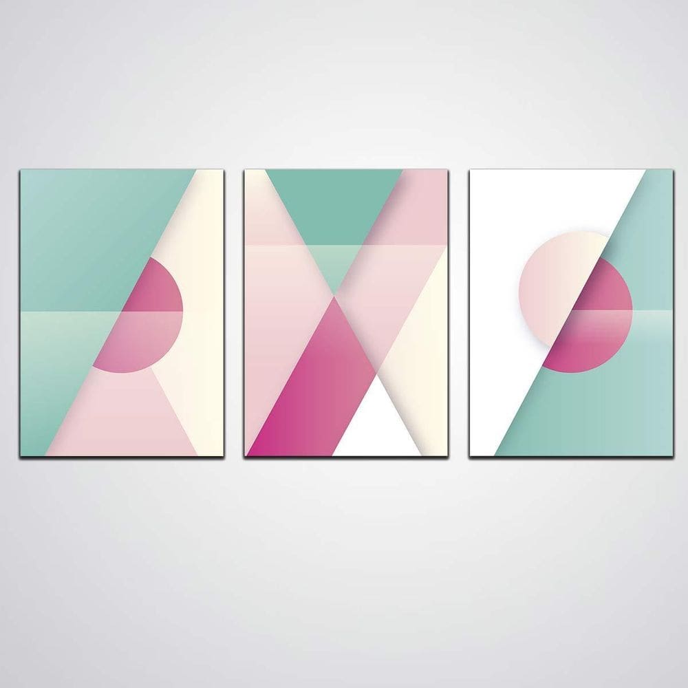 Kit Quadro Decorativo Abstrato Tons Pasteis Feminino