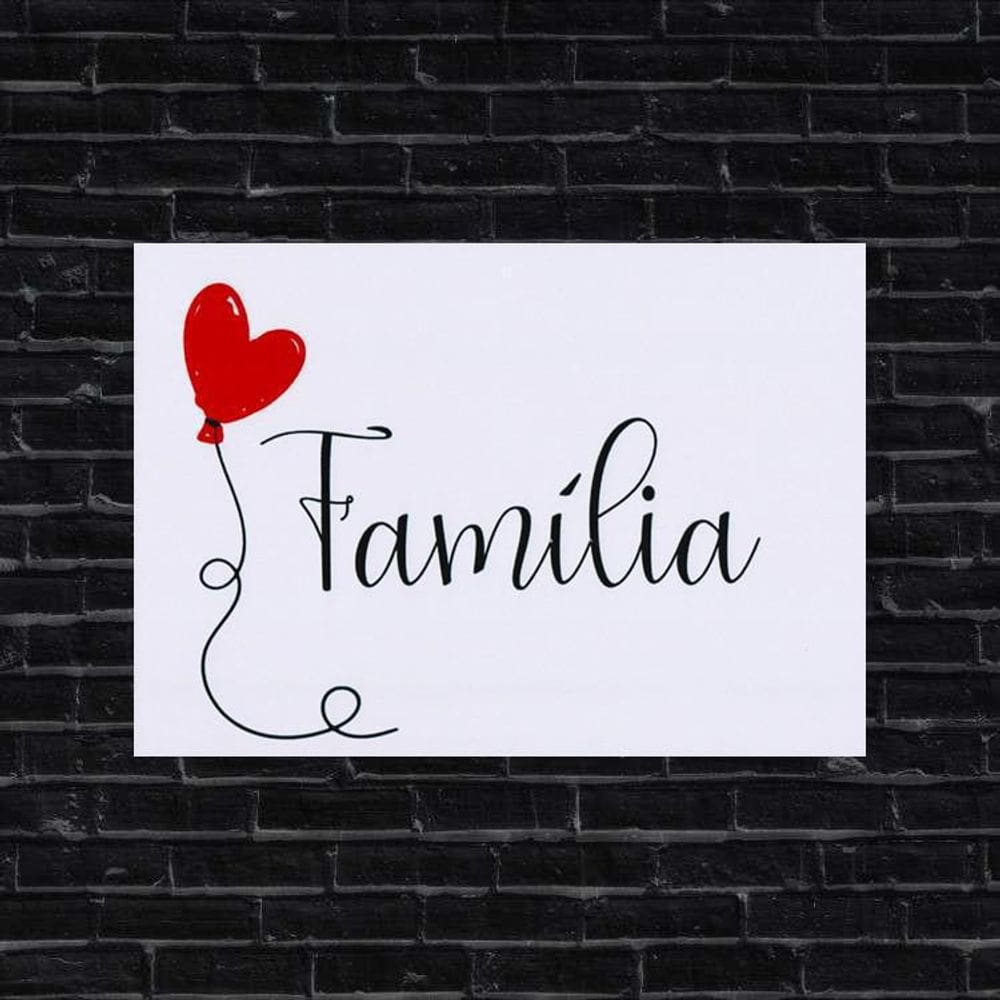 Placa Decorativa Frase Família Coração
