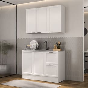 Cozinha Compacta 2 Peças 1 Aéreo 1 Balcão Soho Cabecasa Madeiramadeira Branco
