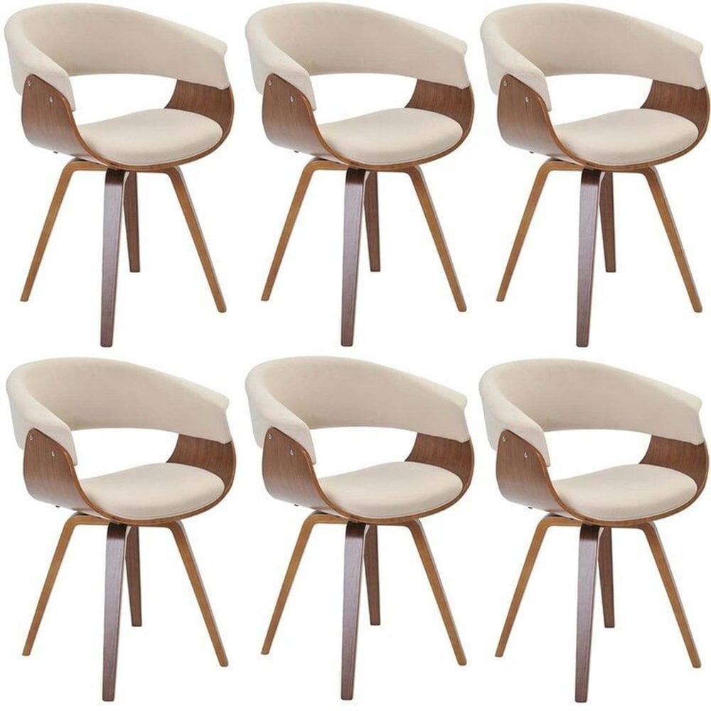 Conjunto com 6 Caderias para Sala de Jantar Betina Creme