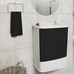 Gabinete para Banheiro em Plástico com Lavatório sem Torneira Branco/Preto