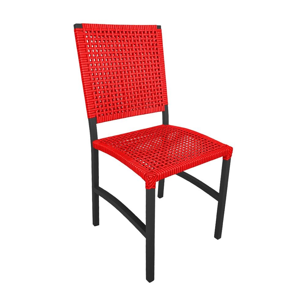 Cadeira Deck Alumínio Junco Sintético Vermelho Unicolor