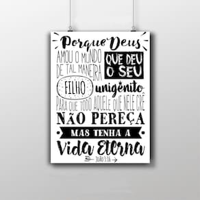 Placa Decorativa Frase Bíblia 20X30Cm João 3:16