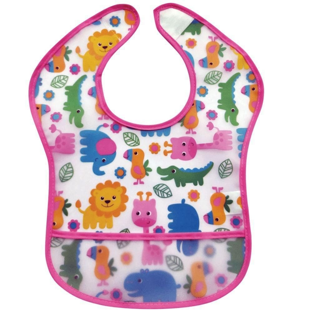 Babador Com Bolso Cata Migalha Safari Rosa - Buba