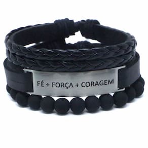 Kit de pulseiras Fé, Força, Coragem Cod. 05785