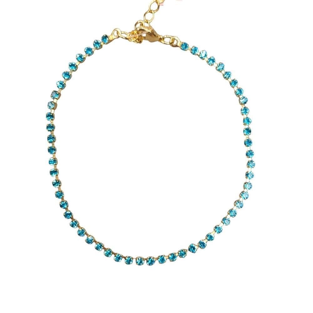 Pulseira Armazém Rr Bijoux Fio De Strass Azul