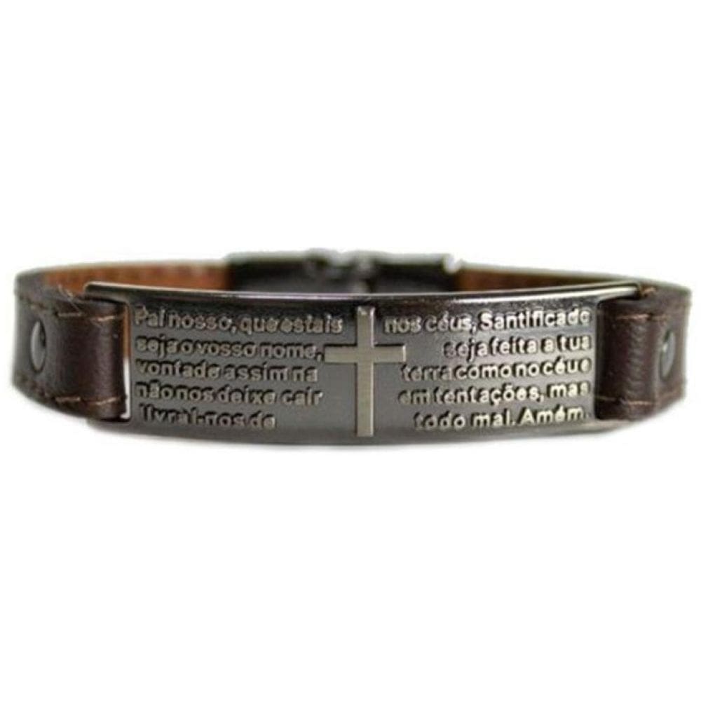 Pulseira Couro Armazem Rr Bijoux Masculina Pai Nosso Café