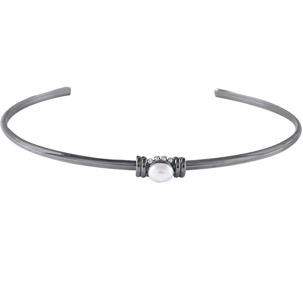 Bracelete Armazem Rr Bijoux Grafite Com Perola