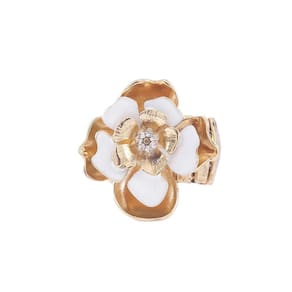 Anel Armazem Rr Bijoux Flor Com Cristais Dourado